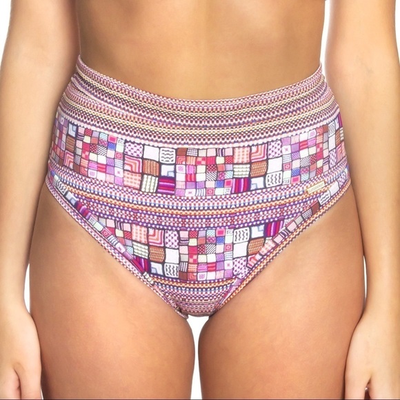 Nwt Sunseeker Australia Bikini Swim Halter Lace Up Top Cutout High Waist Bottoms - Picture 2 of 12